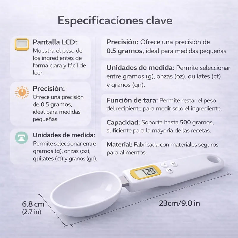 cuchara gramera con pantalla cómo se usa