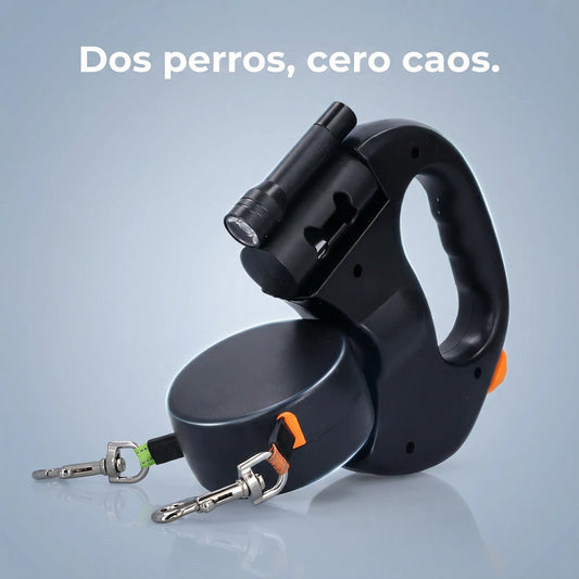 Correa Retráctil Perros Doble Linterna